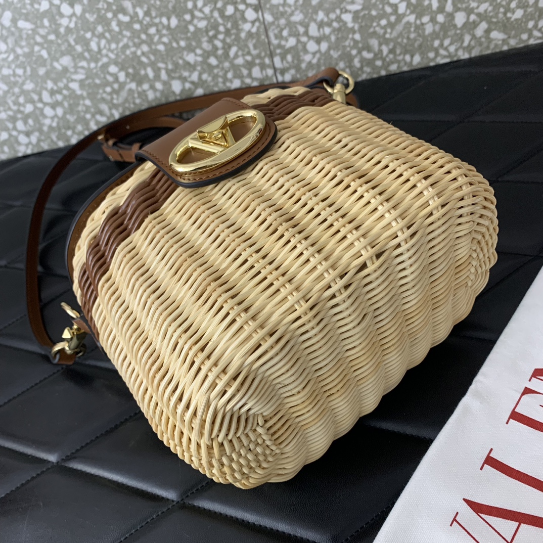 Valentino Garavani VLogo Signature Wicker and Leather Vanity Bag 